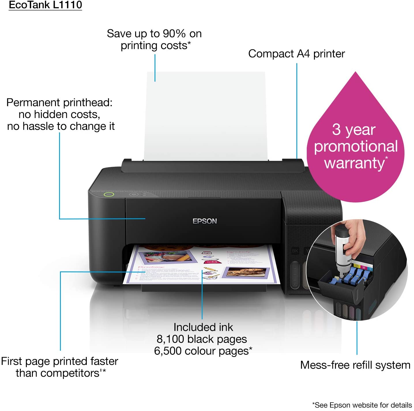 Epson EcoTank L1110 A4 Tank Printer - alternate view